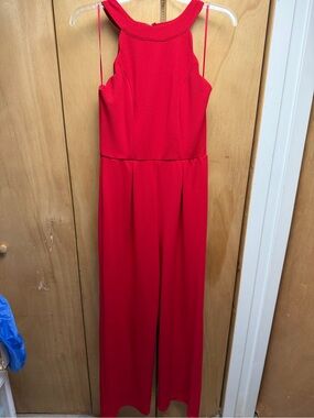 miami Red Sleeveless Halter Jumpsuit